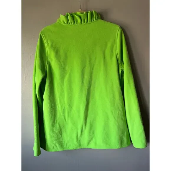 Lilly Pulitzer Lime Green Ruffle Fleece Pull Over - Picture 5 of 5